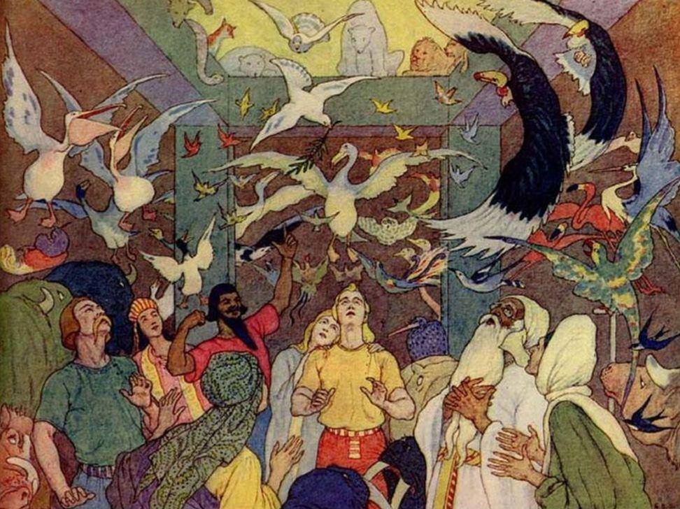 ilustrasi kisah Bahtera Nuh, 1905 (commons.wikimedia.org/Elmer Boyd Smith)