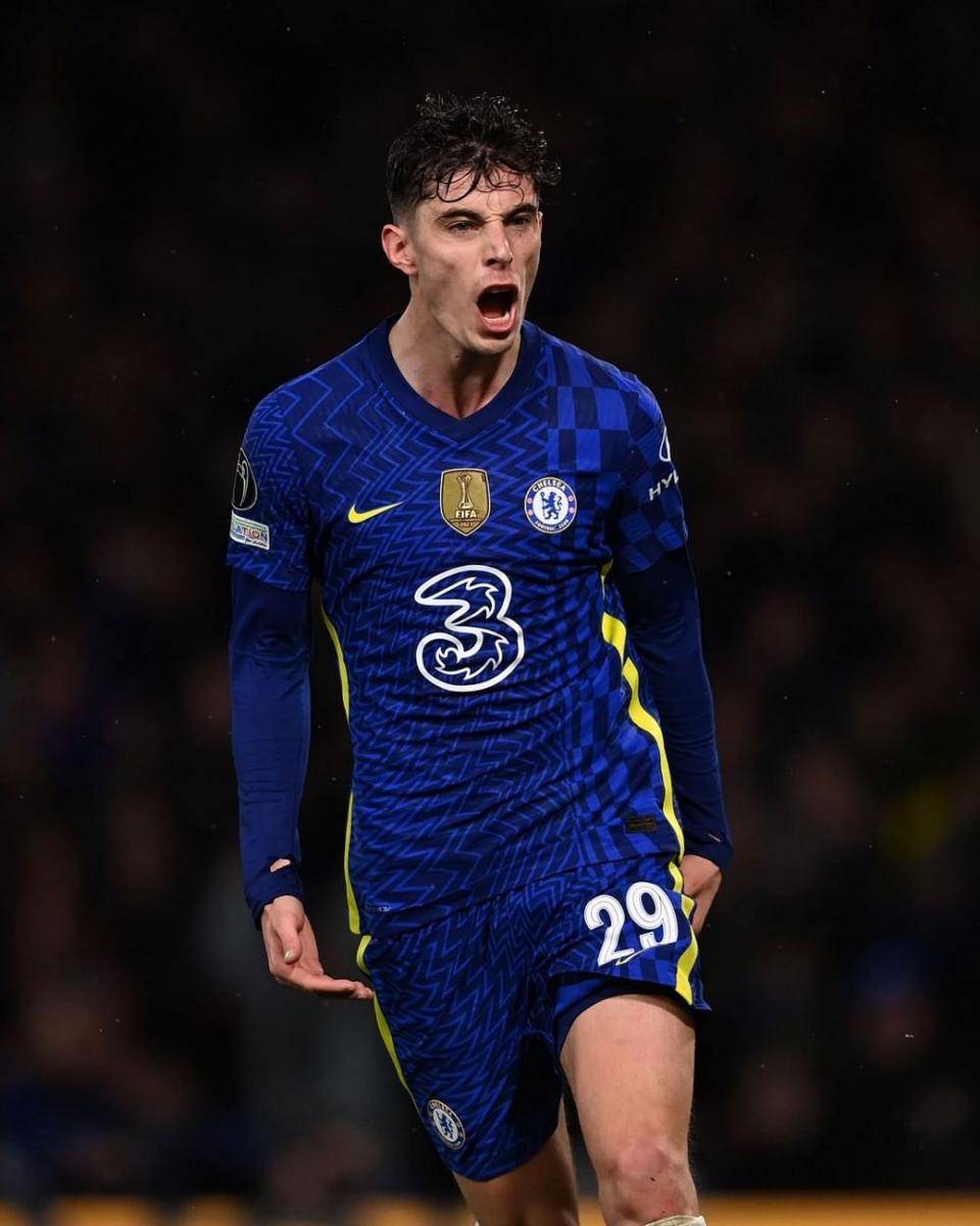 Kai Havertz saat merayakan golnya pada gelaran Liga Champions Eropa 2022. (instagram.com/chelseafc)