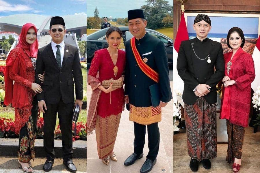 10 Kebaya Merah ala Istri Pejabat, Berkelas saat Dampingi Suami
