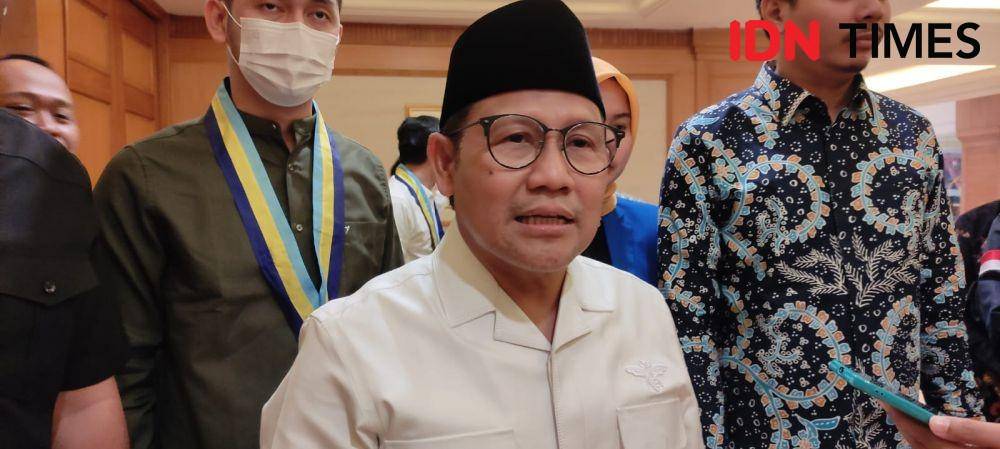 Wakil Ketua DPR RI Fraksi PKB Muhaimin Iskandar alias Cak Imin dalam acara bersama PMII di Jakarta, Kamis (14/4/2022). (IDNTimes/Melani Putri)