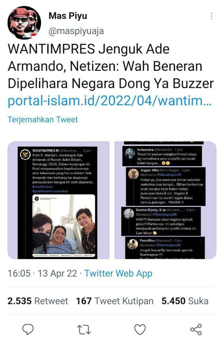 Twitter akun Mas Piyu