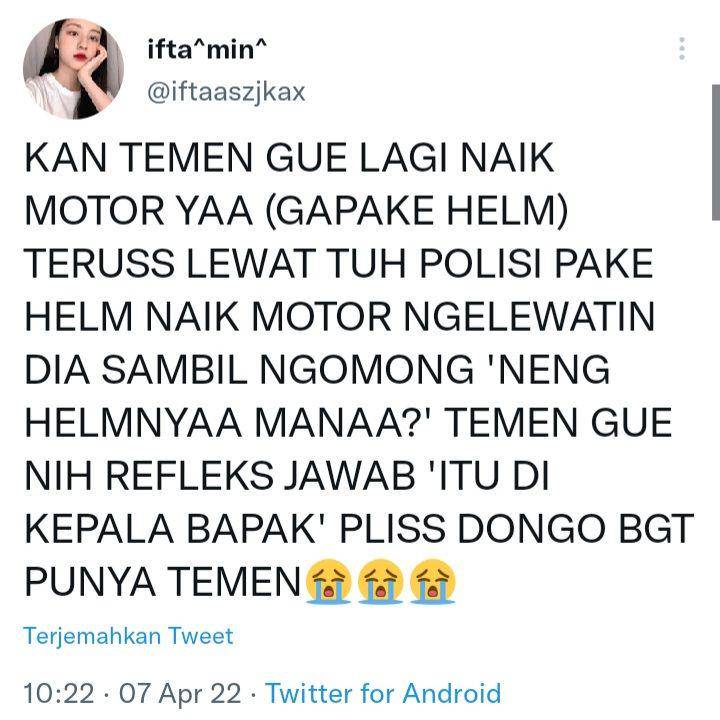 Cerita lucu warganet saat razia polisi (twitter.com/iftaaszjkax)