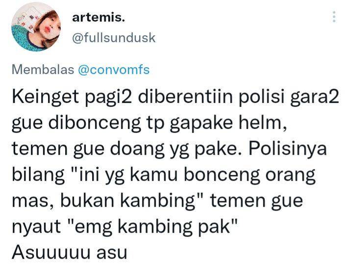 Cerita lucu warganet saat razia polisi (twitter.com/fullsundusk)