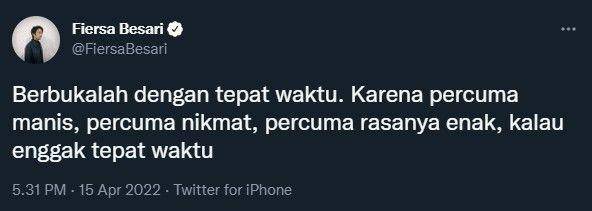 cuitan warganet tentang buka puasa (twitter.com/FiersaBesari)