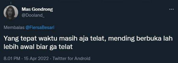 cuitan warganet tentang buka puasa (twitter.com/Dooland_)