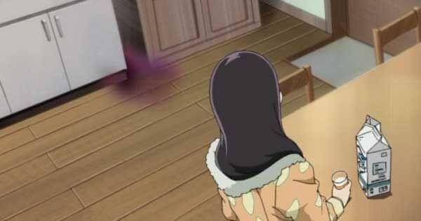 Tokine saat melihat kecoa di bawah lemari ( Dok. Sunrise / Kekkaishi )