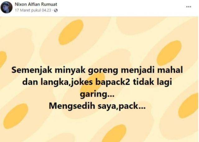 reaksi warganet akibat minyak goreng mahal (facebook.com/niksonalfianrumuat)