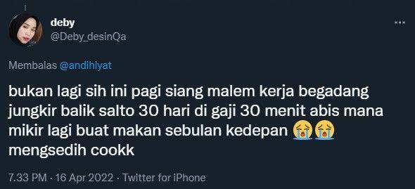 cuitan warganet soal nyari duit (twitter.com/Deby_desinQa)