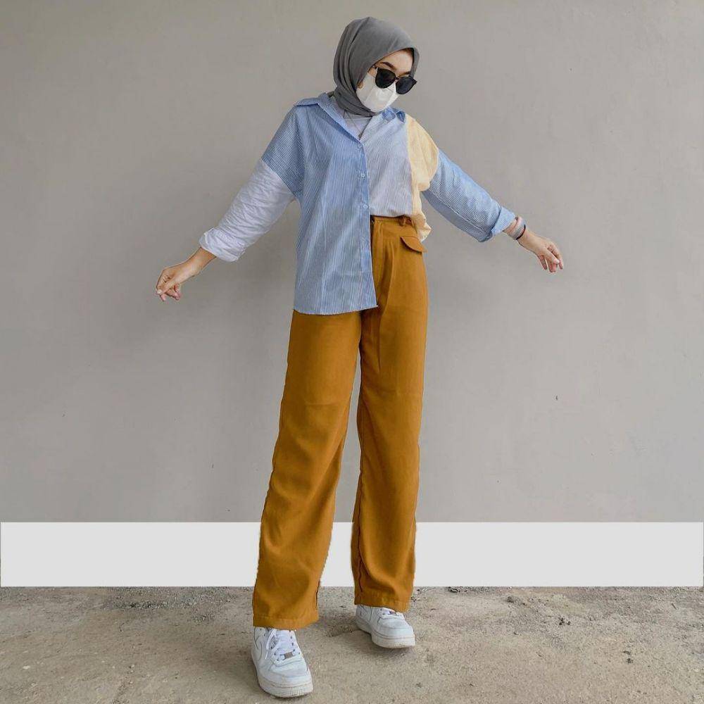 referensi OOTD dengan kemeja (instagram.com/deyaaletha)