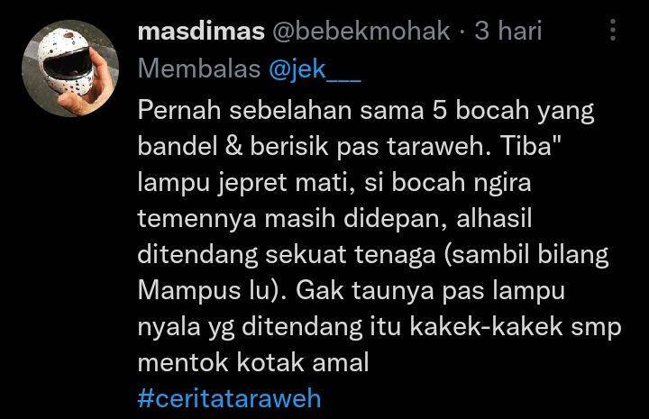 curhat kocak saat salat tarawih (twitter.com/bebekmohak)