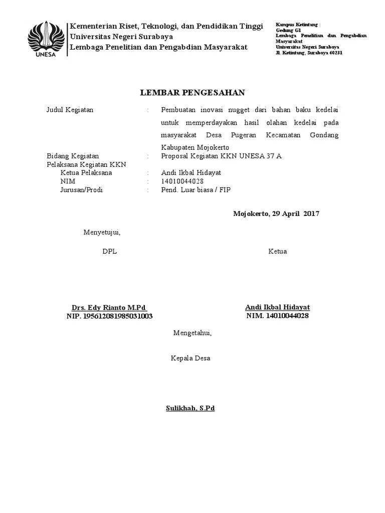 Ilustrasi lembar pengesahan KKN (Scribd/Ulfie Kusuma Wardhani)