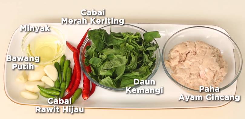 ilustrasi bahan-bahan untuk membuat ayam kemangi khas Thailand (youtube.com/Devina Hermawan)