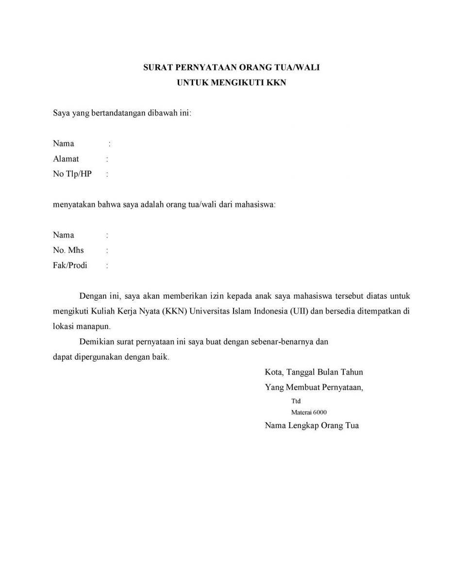 Ilustrasi surat izin orangtua untuk KKN (dok. UII)