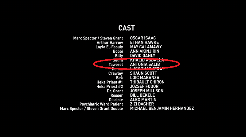 Credits Moon Knight episode 4, ada nama Taweret. (Dok. Marvel Studio/Moon Knight)
