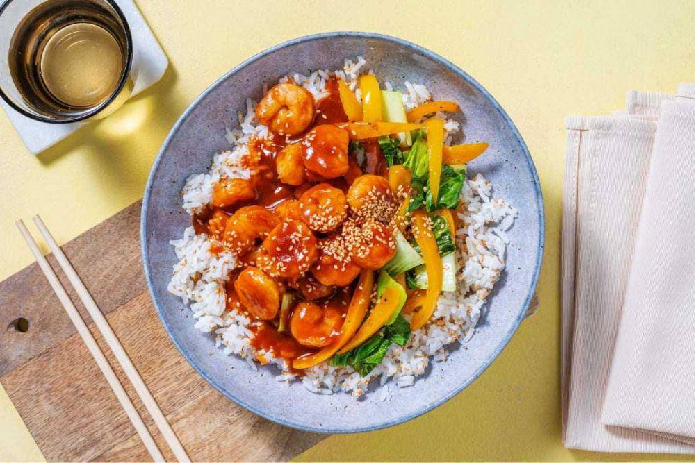 ilustrasi udang madu gochujang (hellofresh.ca)