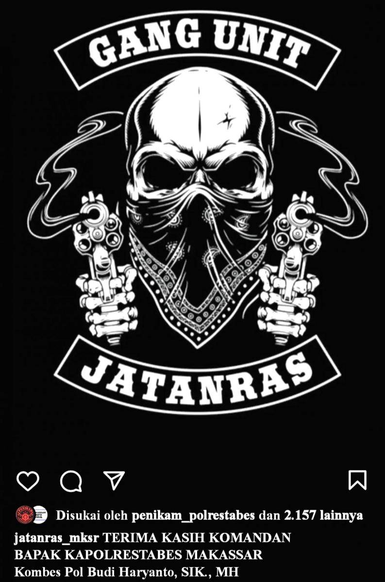 Tangkapan layar akun Jatanras Polrestabes Makassar. (Screenshot)