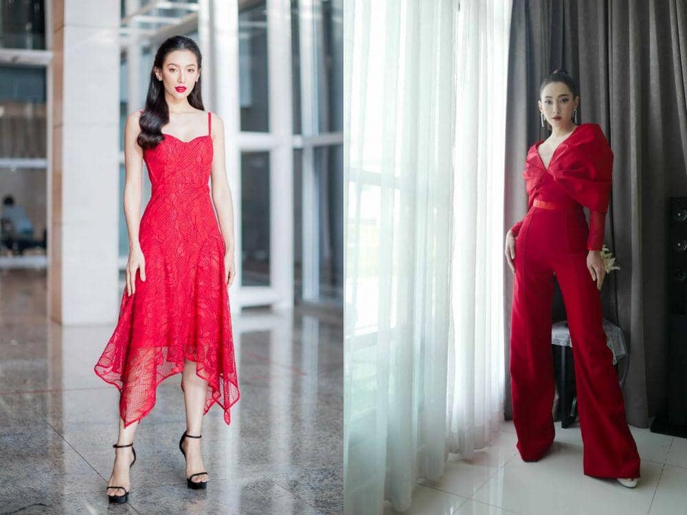 9 Outfit Serba Merah ala Aktris Thailand Bella Campen, Dominasi Dress