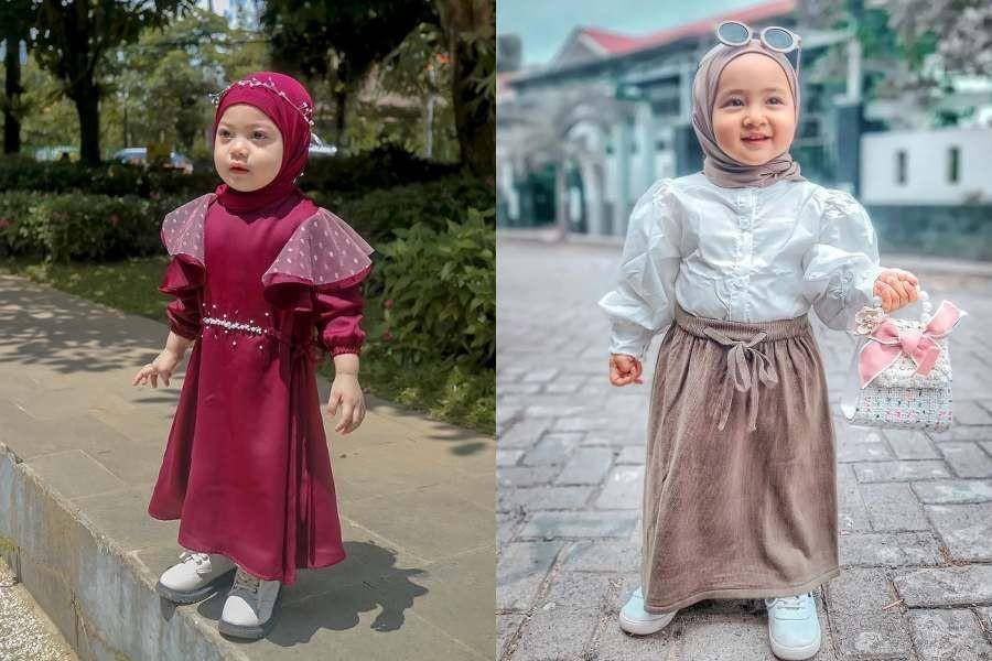 Ilustrasi baju lebaran anak (instagram.com/babyshireenaqila / instagram.com/ghassanishanum)