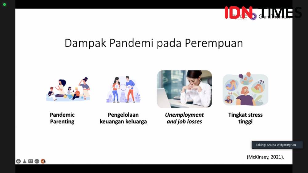 Peringatan Hari Kartini oleh Grant Thornton: Pentingnya Pengembangan Mental untuk Mendukung Keseimbangan Peran Perempuan dalam Karier dan Keluarga. Rabu (21/4/2022) IDN Times/Dela Anggraini