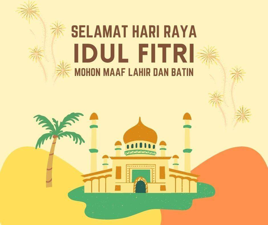 ilustrasi kartu ucapan lebaran kreatif yang simpel (canva.com/Pobelens)