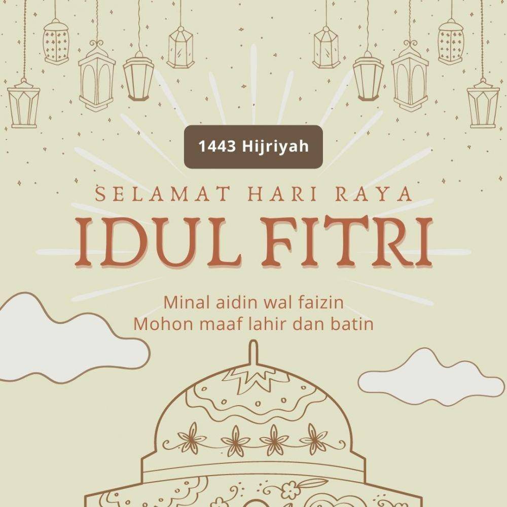ilustrasi kartu ucapan lebaran unik (canva.com/Blancalab Studio)