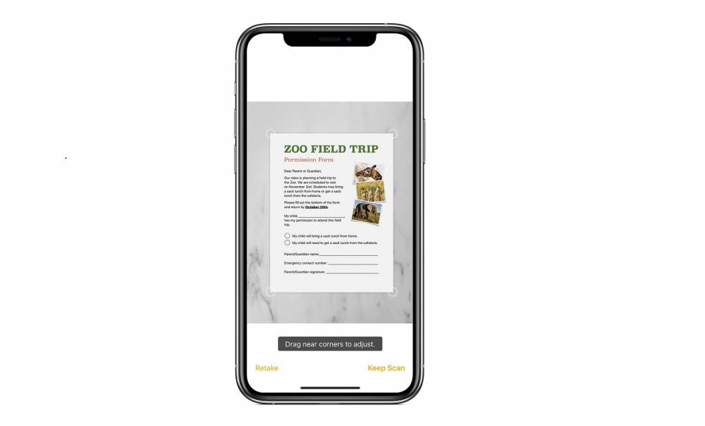 ilustrasi fitur scan dokumen di iPhone (support.apple.com)