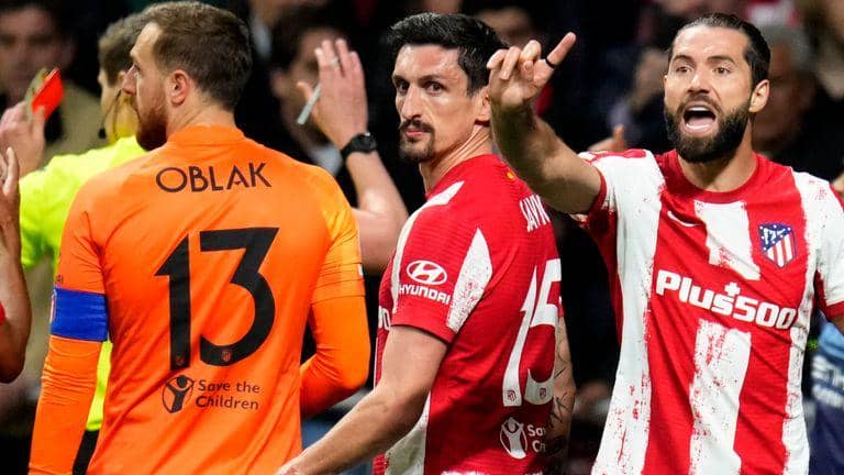 potret para pemain Atletico Madrid saat menghadapi Manchester City di Liga Champions 2021/2022 (skysports.com)