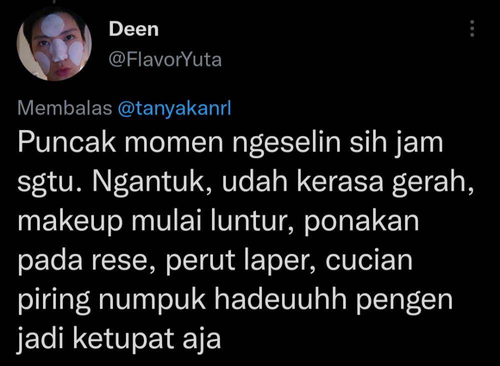 Momen rutin netizen setelah jam satu siang di hari lebaran (Twitter.com/FlavorYuta)