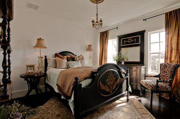 ilustrasi kamar tidur dengan aksen bronze (pinterest.com/Home Design Lover)