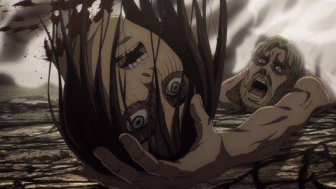 Zeke menangkap kepala Eren. (dok. MAPPA/Attack on Titan)