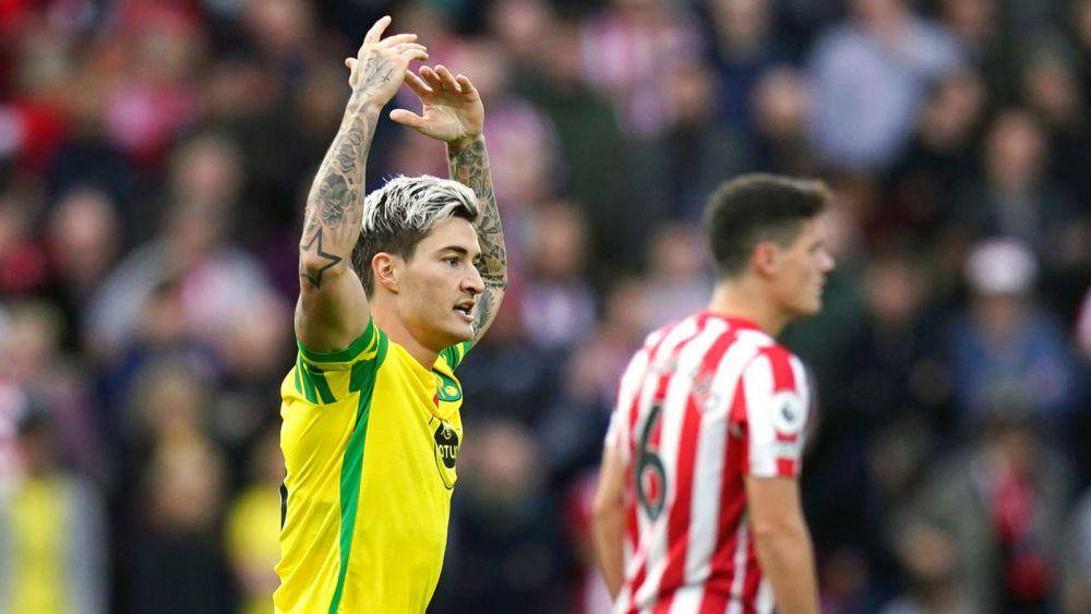 Mathias Normann merayakan gol saat Norwich mengalahkan Brentford di Premier League 2021/2022. (skysports.com)