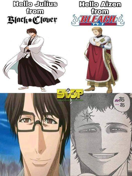 Meme kemiripan Aizen dan Julius ( Facebook.com/Muhammad Fajri)