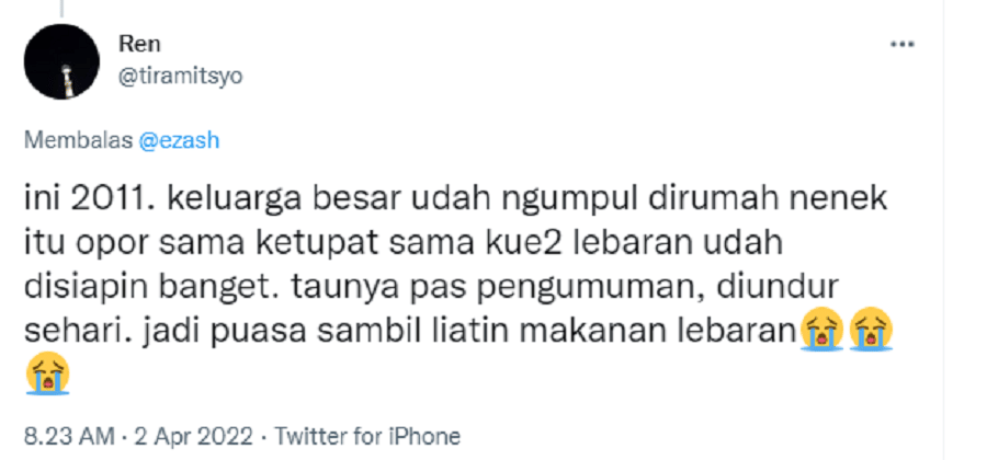 pengalaman lebaran meleset (twitter.com/tiramitsyo)
