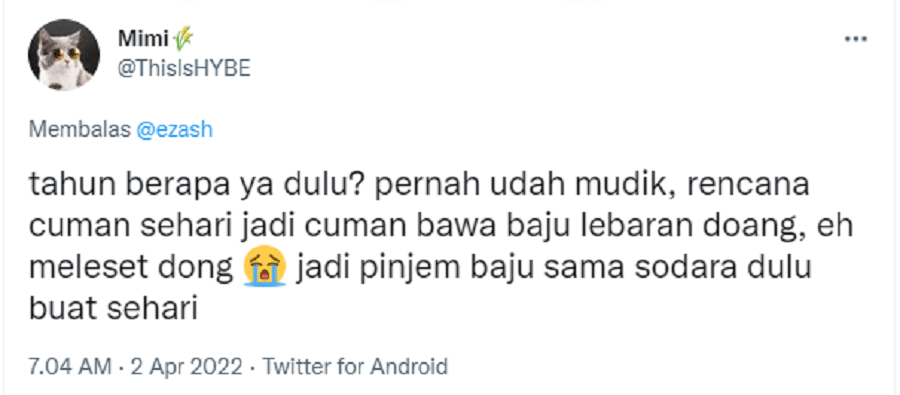 pengalaman lebaran meleset (twitter.com/ThisIsHYBE)