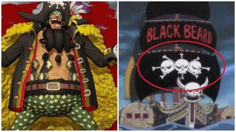 Kurohige dan logo kelompoknya. (Dok. Toei Animation/One Piece)