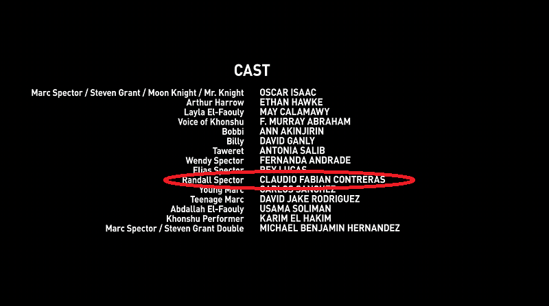 Credits Randall Spector di Moon Knight episode 5. (Dok. Marvel Studio/Moon Knight)