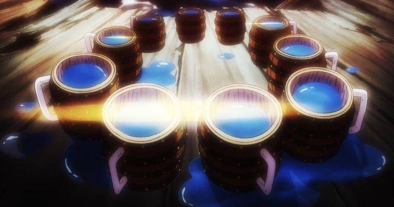 Cawan sake kelompok Topi Jerami di anime One Piece episode 982. (Toei Animation/One Piece)