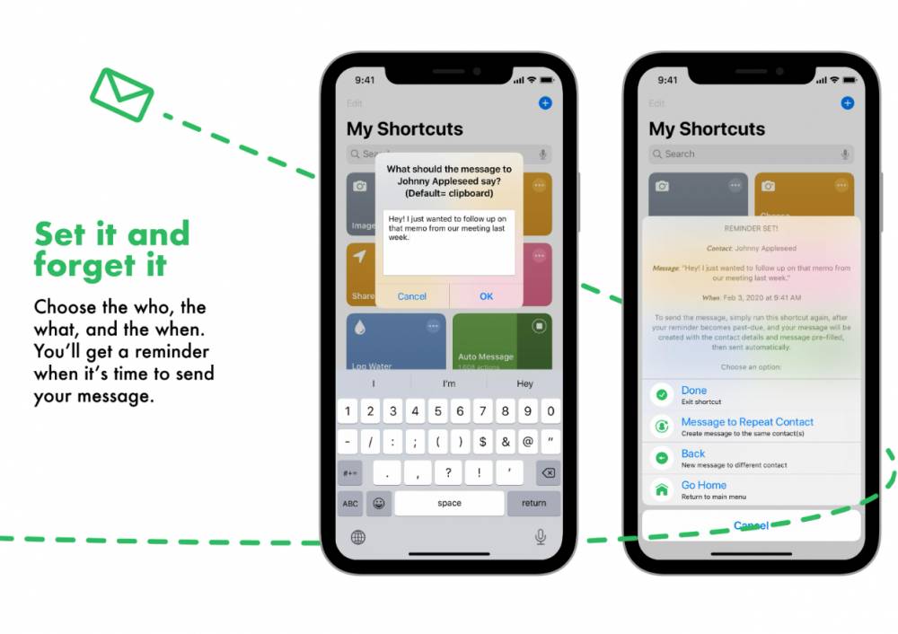 ilustrasi shortcut Auto Message (routinehub.co)