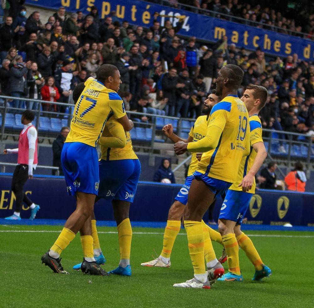 Pemain FC Sochaux yang merayakan gol. (twitter.com/FCSM_officiel)