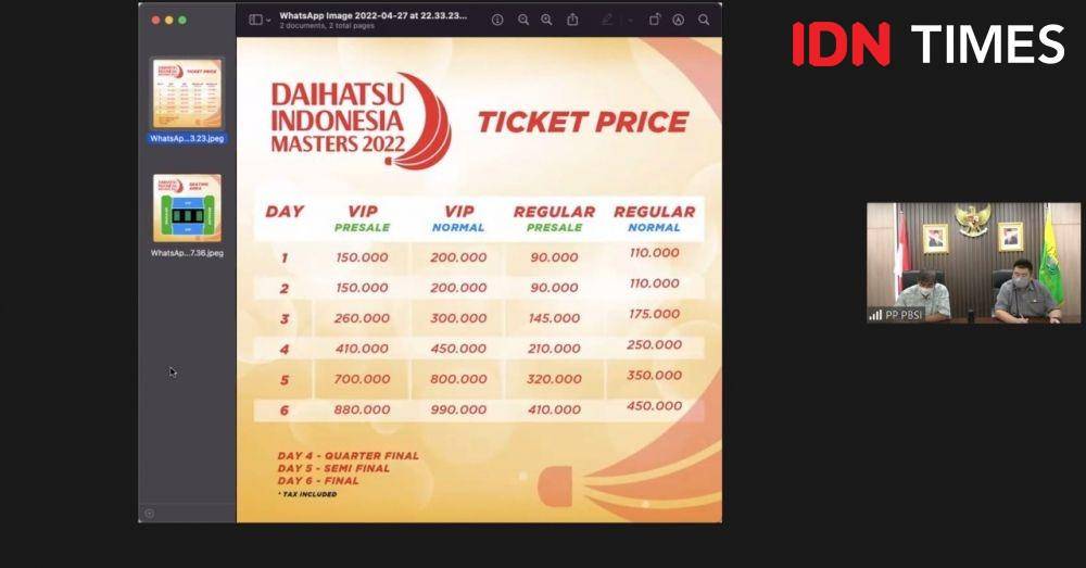 Konferensi pers daring Penjualan tiket Indonesia Masters 2022 (IDN Times/Margith Juita Damanik)