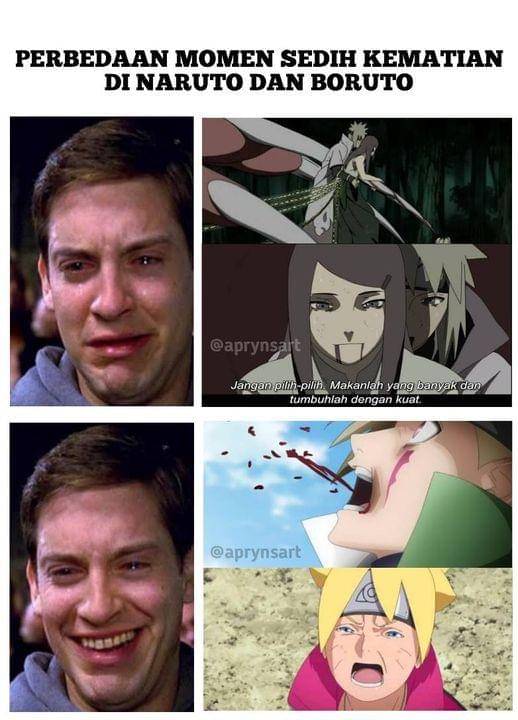 Perbandingan adegan sedih di Naruto dan Boruto ( facebook.com / Dimas Apriyansah )