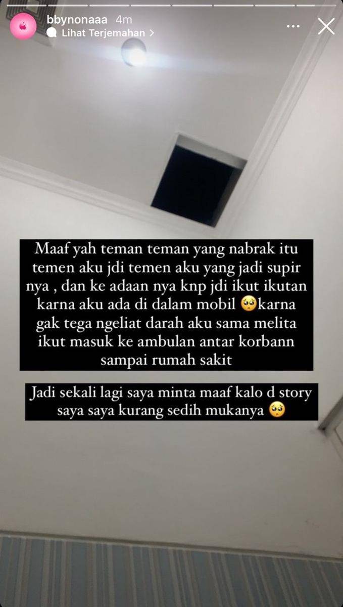 viral unggah story usai kecelakaan (instagram.com/bbynonaaa)