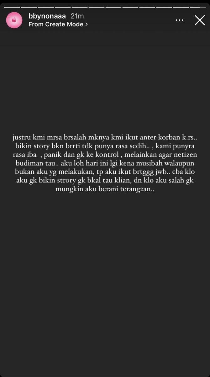 viral unggah story usai kecelakaan (instagram.com/bbynonaaa)