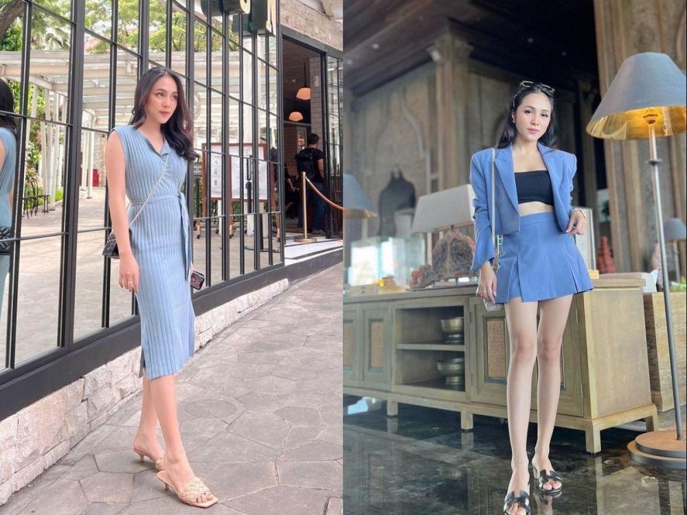 9 Ide Outfit Nuansa Biru Muda ala Gledys Veronica yang Kalem Banget