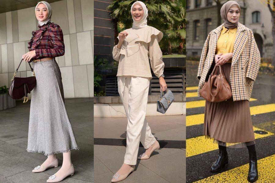 Mix and match kemeja dan blouse ala Nada Indah Puspita (instagram.com/indahnadapuspita)