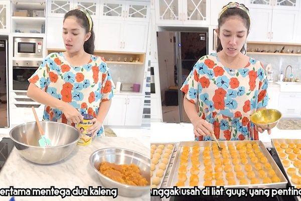 10 Momen Ussy Sulistiawaty Bikin Kue Lebaran, Pengalaman Pertama Nih