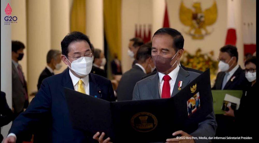 Presiden Joko "Jokowi" Widodo melakukan pertemuan dengan Perdana Menteri Jepang Kishida Fumio di Istana Kepresidenan Bogor, pada Jumat (29/4/2022) (Youtube.com/Sekretariat Presiden)