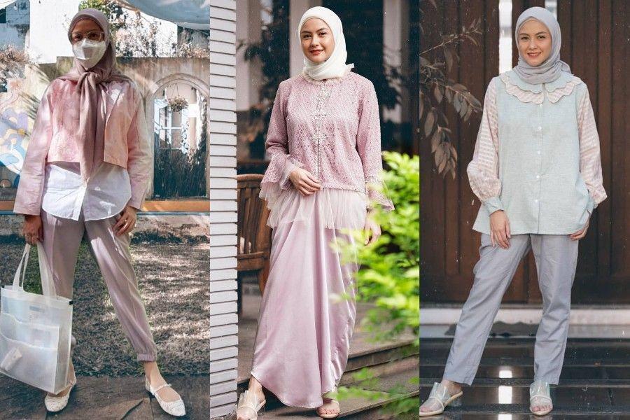 9 OOTD Hijab Bernuansa Warna Pastel ala Revalina S Temat, Tampak Adem