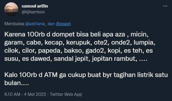 cuitan keresahan warganet tentang pembayaran cash dan cashless (twitter.com/kjisamsoe)