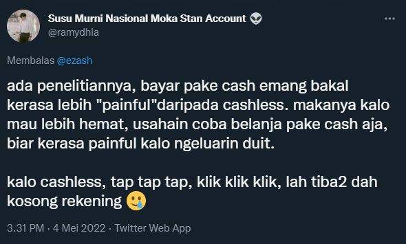 cuitan keresahan warganet tentang pembayaran cash dan cashless (twitter.com/ramydhia)